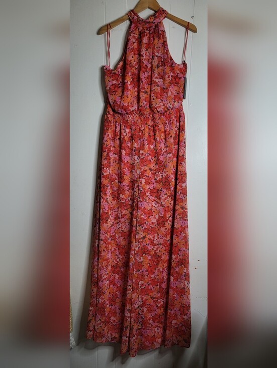 Vince Camuto Pants - Vince Camuto Coral and Pink Floral Maxi Jumpsuit